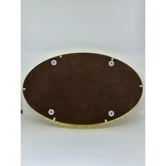 VTG Ornate Gold Mirrored Dresser Tray Oval Vanity Accent Gold Filigree - Picture 7 of 7